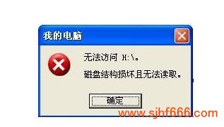 磁盘结构损坏且无法读取